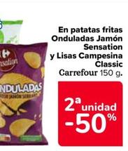 Oferta de Carerfour - En Patatas Fritas Onduladas Jamón Sensation  Y Lisas Campesina Classic en Carrefour