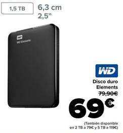 Oferta de Wd - Disco Duro Elements por 69€ en Carrefour