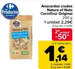 Oferta de Carrefour - Anacardos Crudos Nature Of Nuts Original por 2,29€ en Carrefour