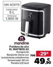 Oferta de Mandine - Freidora De Aire  Xl MAF1800-22 por 49,9€ en Carrefour