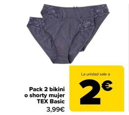 Oferta de Tex Basic - Pack 2 Bikini  O Shorty Mujer   por 2€ en Carrefour
