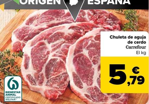 Oferta de Carrefour - Chuleta De Aguja De Cerdo por 5,79€ en Carrefour