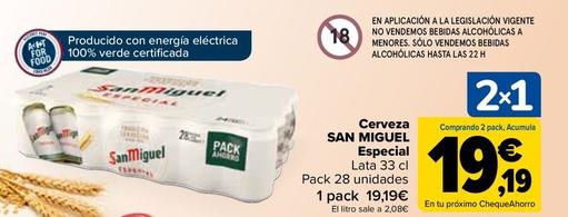 Oferta de San Miguel - Cerveza Especial por 19,19€ en Carrefour