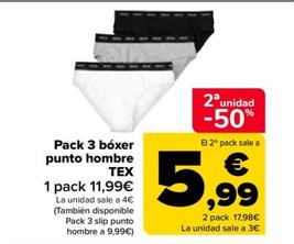 Oferta de Tex - Pack 3 Boxer Punto Hombre por 11,99€ en Carrefour