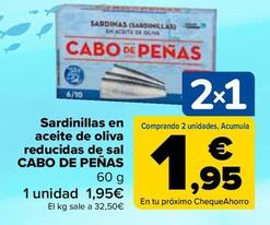 Oferta de Cabo De Peñas - Sardinillas En Aceite De Oliva Reducidas De Sal  por 1,95€ en Carrefour