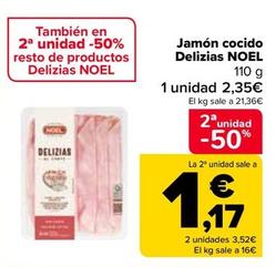 Oferta de Noel - Jamón Cocido Delizias  por 2,35€ en Carrefour