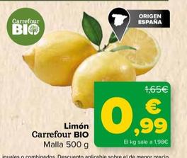Oferta de Carrefour Bio - Limón   por 0,99€ en Carrefour