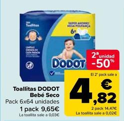Oferta de Dodot - Toallitas Bebé Seco por 9,65€ en Carrefour