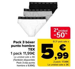 Oferta de Tex - Pack 3 Bóxer  Punto Hombre   por 11,99€ en Carrefour