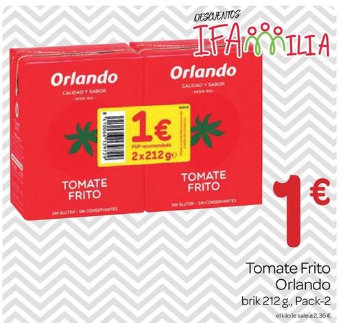 Oferta de Orlando - Tomate Frito por 1€ en Supermercados El Jamón