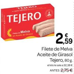 Oferta de Tejero - Filete De Melva Aceite De Girasol por 2,59€ en Supermercados El Jamón