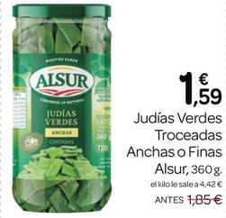 Oferta de Alsur - Judías Verdes Troceadas Anchas O Finas por 1,59€ en Supermercados El Jamón