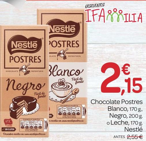 Oferta de Nestlé - Chocolate Postres Blanco por 2,15€ en Supermercados El Jamón