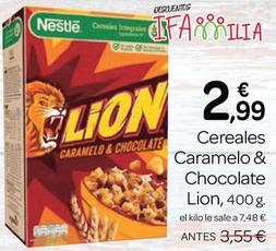 Oferta de Nestlé - Cereales Caramelo & Chocolate Lion por 2,99€ en Supermercados El Jamón