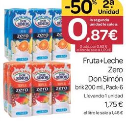 Oferta de Don Simón - Fruta + Leche Zero por 1,75€ en Supermercados El Jamón