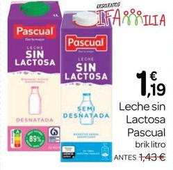 Oferta de Pascual - Leche Sin Lactosa por 1,19€ en Supermercados El Jamón