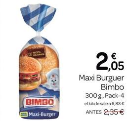 Oferta de Bimbo - Maxi Burguer por 2,05€ en Supermercados El Jamón