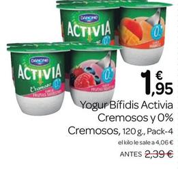 Oferta de Danone - Yogur Bifidis Activia Cremosos Y 0% Cremosos por 1,95€ en Supermercados El Jamón