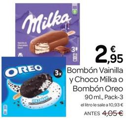 Oferta de Milka - Bombón Vainilla Y Choco O Oreo - Bombón por 2,95€ en Supermercados El Jamón