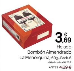 Oferta de La Menorquina - Helado Bombón Almendrado por 3,69€ en Supermercados El Jamón