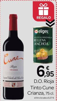 Oferta de Cune - D.O. Rioja Tinto Crianza por 6,95€ en Supermercados El Jamón