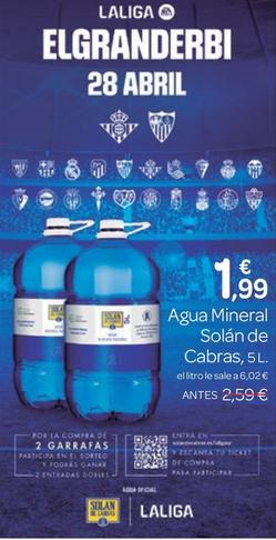 Oferta de Agua por 1,99€ en Supermercados El Jamón
