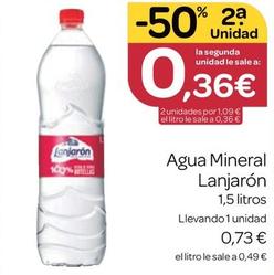 Oferta de Agua por 0,73€ en Supermercados El Jamón