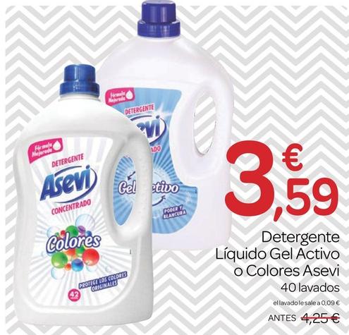 Oferta de Asevi - Detergente Líquido Gel Activo O Colores por 3,59€ en Supermercados El Jamón