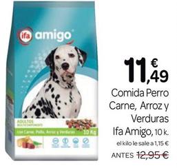 Oferta de Ifa Amigo - Comida Perro Carne, Arroz Y Verduras por 11,49€ en Supermercados El Jamón