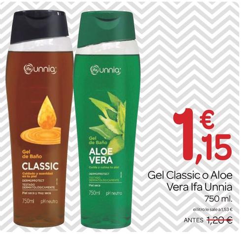 Oferta de Ifa Unnia - Gel Classic O Aloe Vera por 1,15€ en Supermercados El Jamón