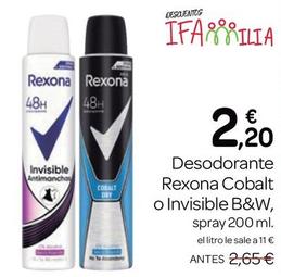 Oferta de Rexona - Desodorante Cobalt O Invisible B&W por 2,2€ en Supermercados El Jamón