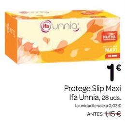 Oferta de Ifa Unnia - Protege Slip Maxi por 1€ en Supermercados El Jamón
