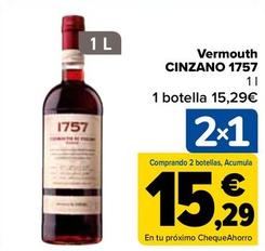 Oferta de Cinzano - Vermouth 1757 por 15,29€ en Carrefour