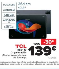 Oferta de TCL - Tablet 10  2ª Generación por 139€ en Carrefour