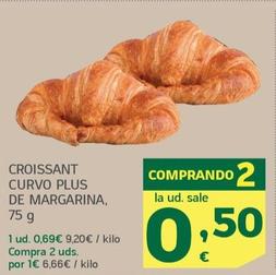 Oferta de Croissant Curvo Plus De Margarina por 0,69€ en HiperDino