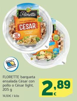 Oferta de Florette - Barqueta Ensalada Cesar Con Pollo E Cesar Light por 2,89€ en HiperDino