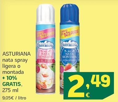 Oferta de Asturiana - Nata Spray Ligera O Montada por 2,49€ en HiperDino