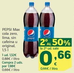 Oferta de Pepsi - Max Cola Zero por 1,32€ en HiperDino