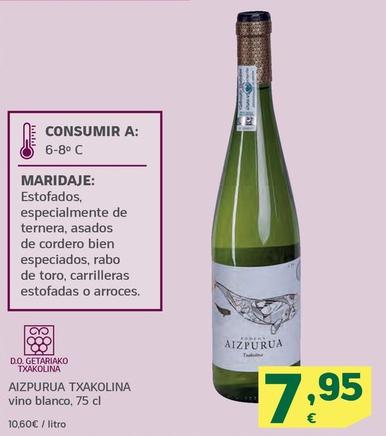 Oferta de Aizpurua Txakolina - Vino Blanco por 7,95€ en HiperDino