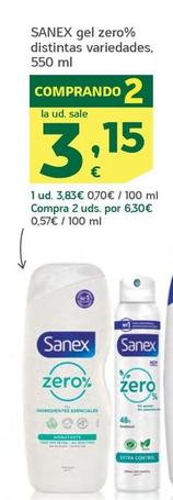 Oferta de Sanex - Gel Zero% Distintas Variedades por 3,83€ en HiperDino