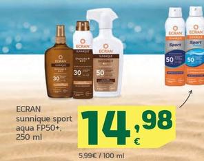 Oferta de Ecran - Sunnique Sport Aqua FP50+ por 14,98€ en HiperDino