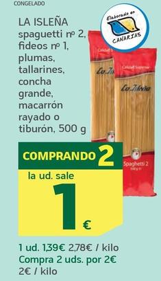Oferta de La Isleña - Spaguetti N'2 por 1,39€ en HiperDino