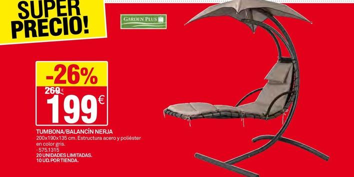 Oferta de Tumbona/Balancín Nerja por 199€ en Bricoking