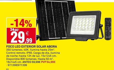 Oferta de Foco Led Exterior Solar Abora por 29,99€ en Bricoking