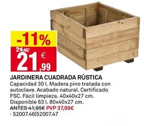 Oferta de Jardinera Cuadrada Rustica por 21,99€ en Bricoking