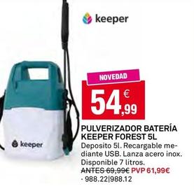 Oferta de Keeper - Pulverizador Bateria Forest por 54,99€ en Bricoking
