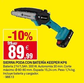 Oferta de Keeper - Sierra Poda Con Bateria KP6 por 89,99€ en Bricoking