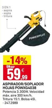 Oferta de Power Plus - Aspirador/Soplador Hojas POWXG4038 por 59,99€ en Bricoking