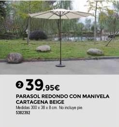 Oferta de Parasol Redondo Con Manivela Cartagena Beige por 39,95€ en BigMat