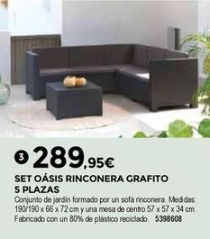 Oferta de Bigmat - Set Oasis Rinconera Grafito 5 Plazas por 289,95€ en BigMat